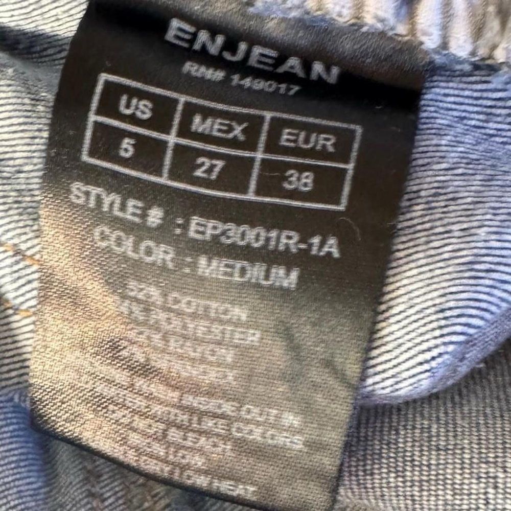 Enjean Women's Distressed Skinny Jeans - Dark Blue View 5